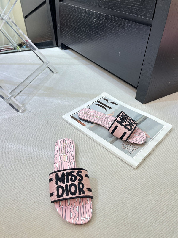 dway slide embroidered cotton pink miss cd alllover motif