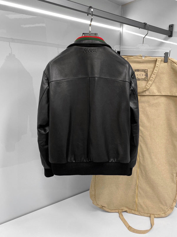 Gucci Jacket Black Lambskin 298818