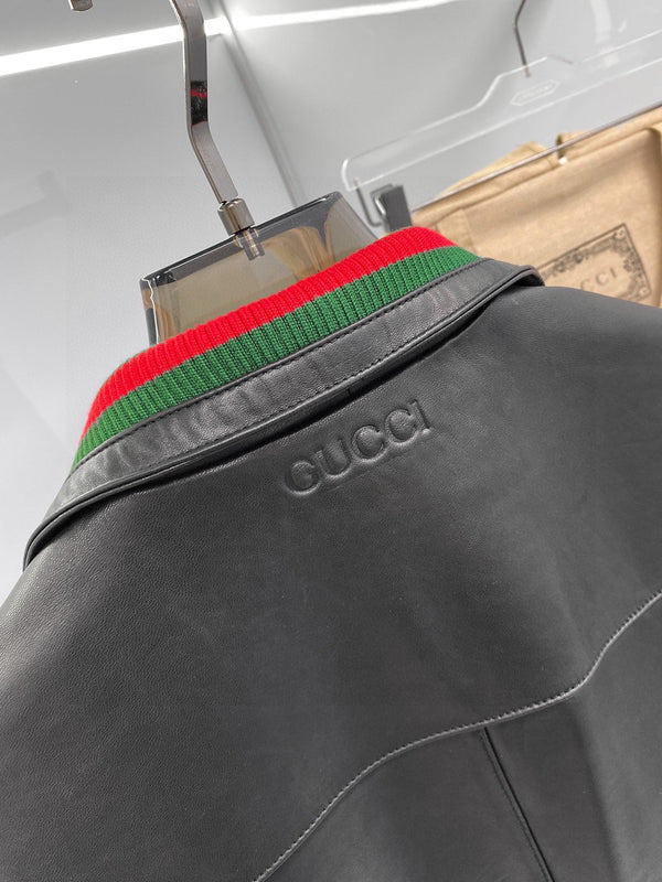 Gucci Jacket Black Lambskin 298818