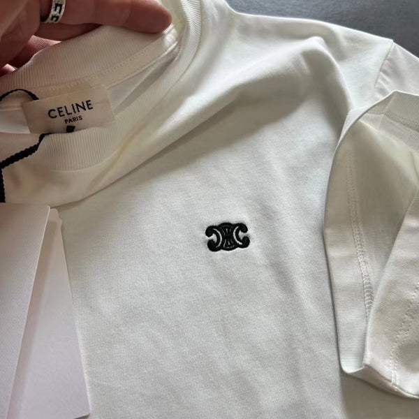 T-shirt ample Celine Triomphe coton noir blanc 350444