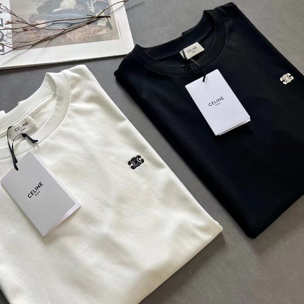 T-shirt ample Celine Triomphe coton noir blanc 350444