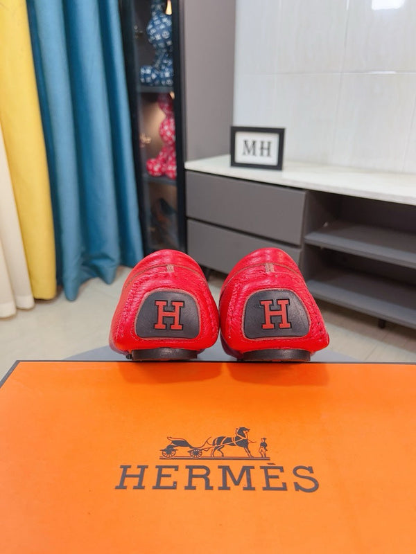 Mocassino da uomo HM in pelle di vacchetta rossa 521946