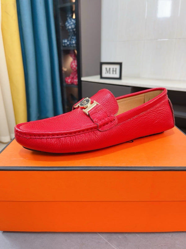 Mocassino da uomo HM in pelle di vacchetta rossa 521946