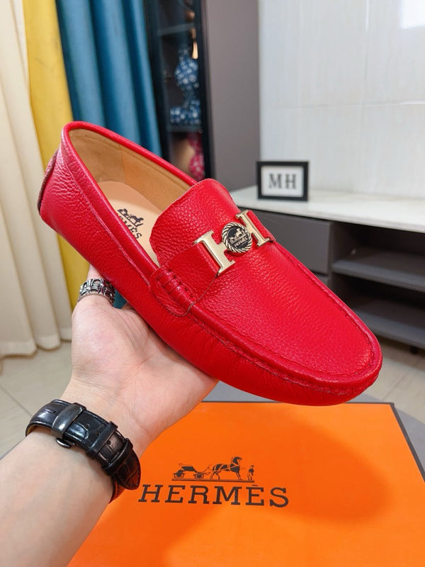 Mocassino da uomo HM in pelle di vacchetta rossa 521946