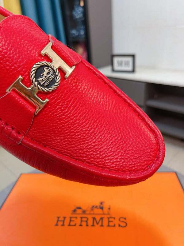 Mocassino da uomo HM in pelle di vacchetta rossa 521946