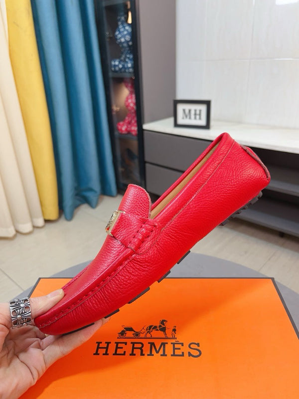 Mocassino da uomo HM in pelle di vacchetta rossa 521946