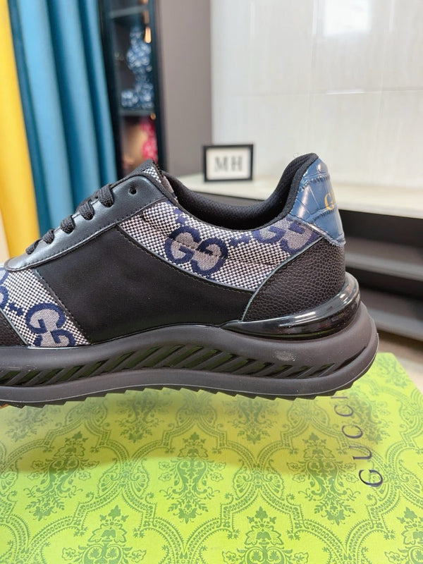 GG Men's Sneaker Black Blue Canvas Calfskin 523336