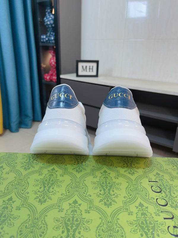 GG Men's Sneaker Beige White Canvas Calfskin 523339