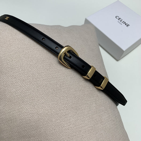 CL MINI 18 MM WESTERN BELT IN BLACK CALFSKIN GOLD HARDWARE