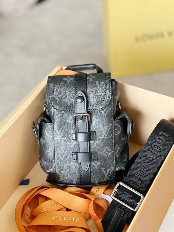 LV 24 Nano Christopher Handbag Black Monogram Eclipse Canvas