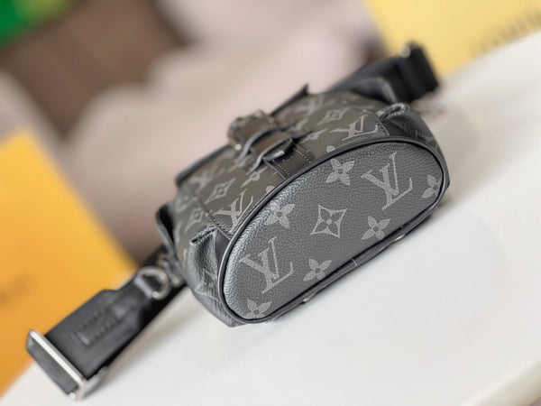 LV 24 Nano Christopher Handbag Black Monogram Eclipse Canvas