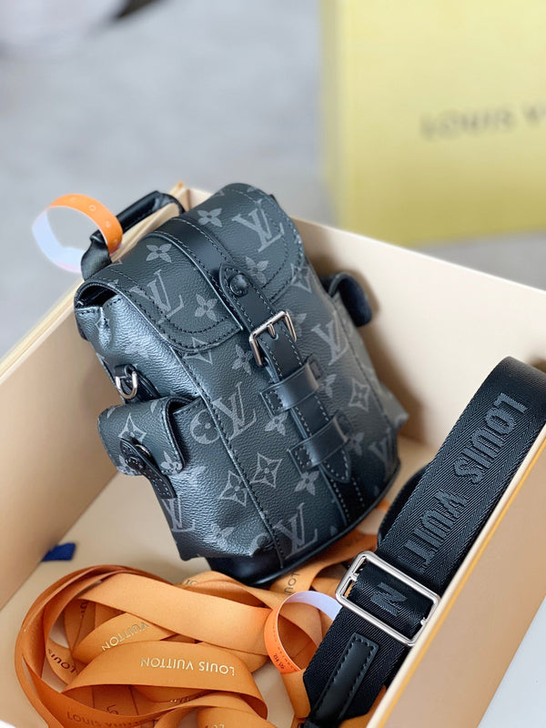 LV 24 Nano Christopher Handbag Black Monogram Eclipse Canvas