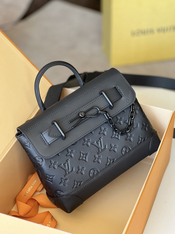 Borsa LV Steamer PM 25 cm in pelle Taurillon Monogram nera
