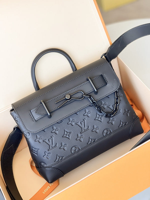 Borsa LV Steamer PM 25 cm in pelle Taurillon Monogram nera