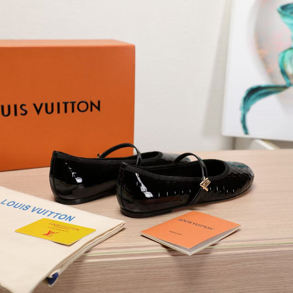 LV Romy Flat Black Damier Patent calf Leather 218322