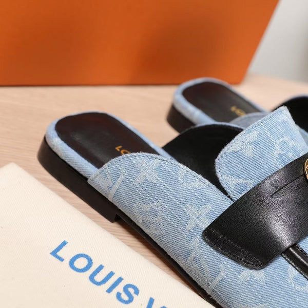 LV 25C Flat Mule Blue Pastel Monogram Cowhide 218316