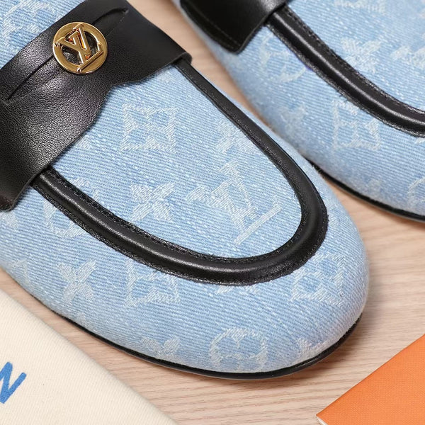 LV 25C Flat Mule Blue Pastel Monogram Cowhide 218316