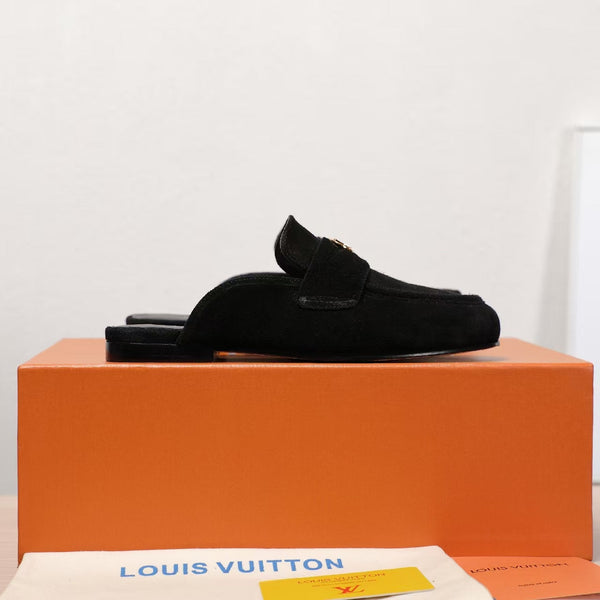 LV 25C Flat Mule Nero Scamosciato 218313