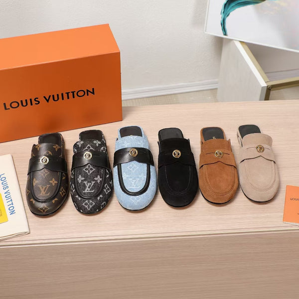 LV 25C Flat Mule Nero Scamosciato 218313