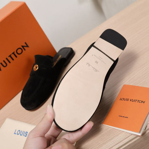 LV 25C Flat Mule Nero Scamosciato 218313
