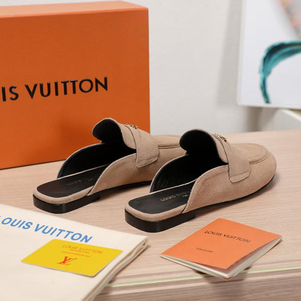 LV 25C Flat Mule Cream Suede 218312