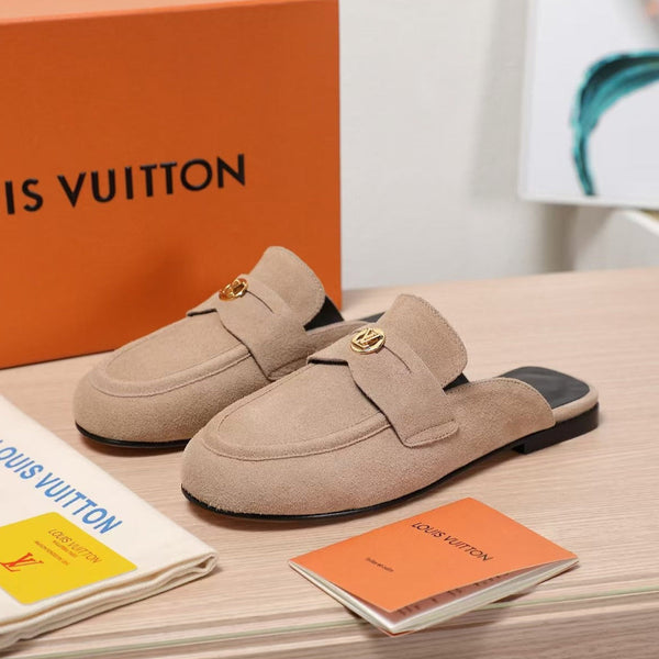 LV 25C Flat Mule in camoscio crema 218312