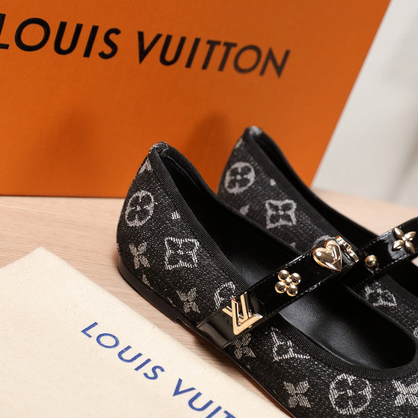 LV 25C Romy Flat Black Monogram Denim Fabric With gold logo 218309