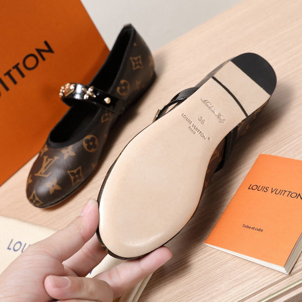 LV 25C Romy Flat Caramel Brown Monogram With gold logo Sheepskin 218308