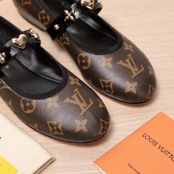 LV 25C Romy Flat Caramel Brown Monogram With gold logo Sheepskin 218308