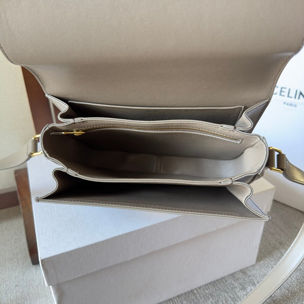 classique triomphe 22 grey calfskin gold hardware