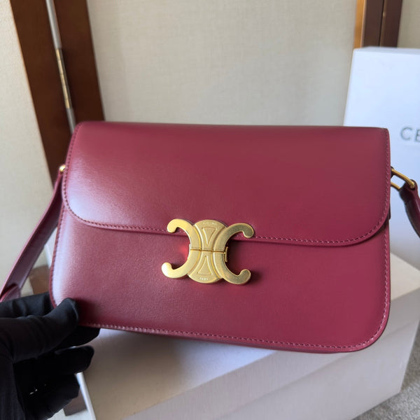 classique triomphe 22 dark red calfskin gold hardware
