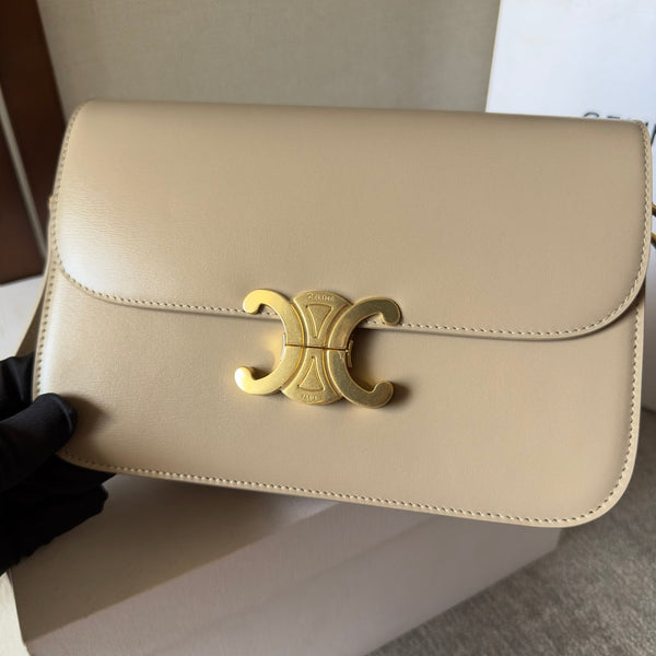 classique triomphe 22 beige calfskin gold hardware