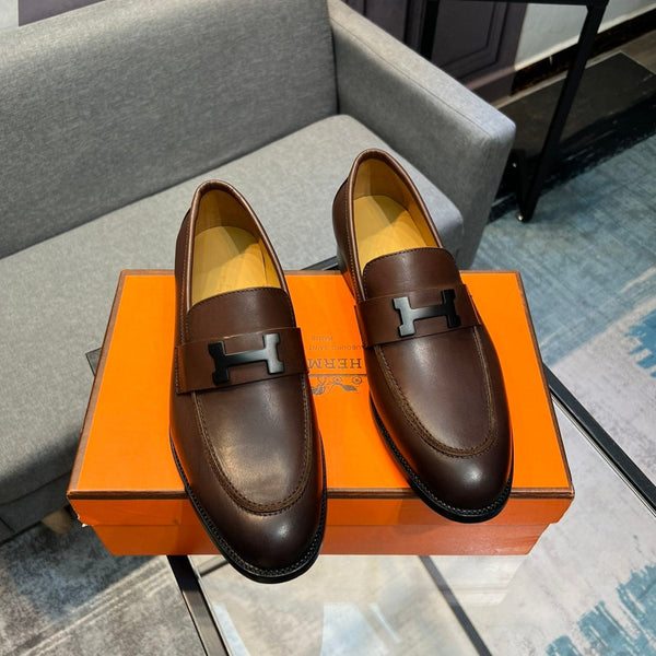 MOCASSINO HM PARIS IN PELLE DI VITELLO MARRONE