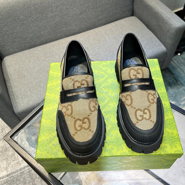 GG Men's 25 Maxi GG Loafer Brown Black Canvas 720786
