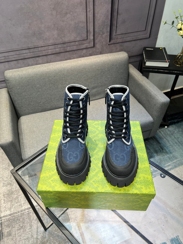 GG Men's 25 Lace up Boot Black Blue Canvas 720793