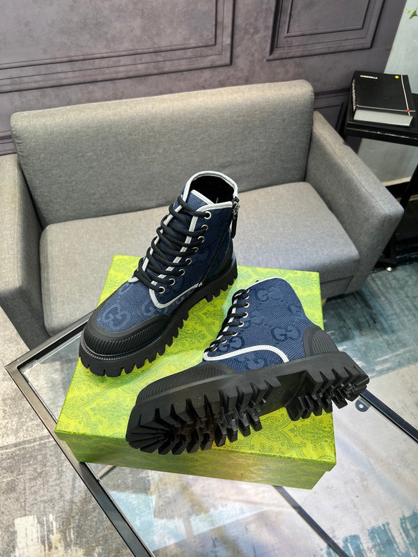 GG Men's 25 Lace up Boot Black Blue Canvas 720793