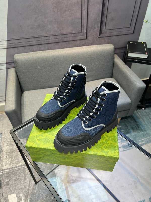 GG Men's 25 Lace up Boot Black Blue Canvas 720793