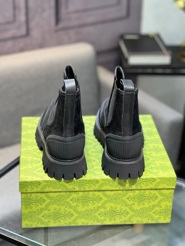 Stivali Chelsea GG da uomo 25 in tela nera 720796