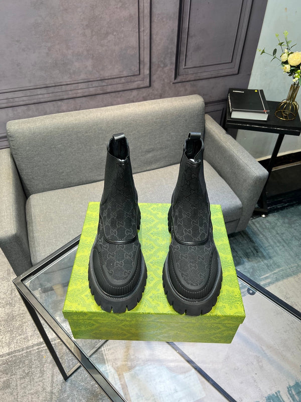 Stivali Chelsea GG da uomo 25 in tela nera 720796