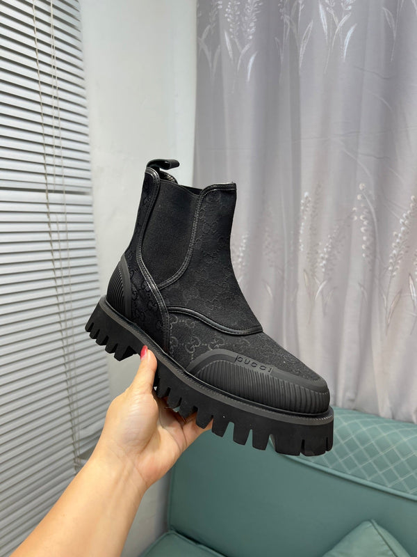 Stivali Chelsea GG da uomo 25 in tela nera 720796