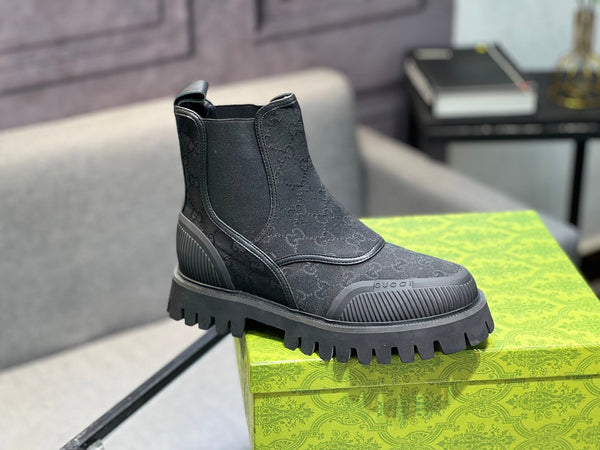 Stivali Chelsea GG da uomo 25 in tela nera 720796
