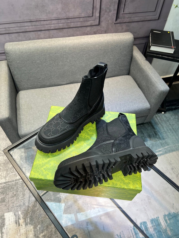 Stivali Chelsea GG da uomo 25 in tela nera 720796