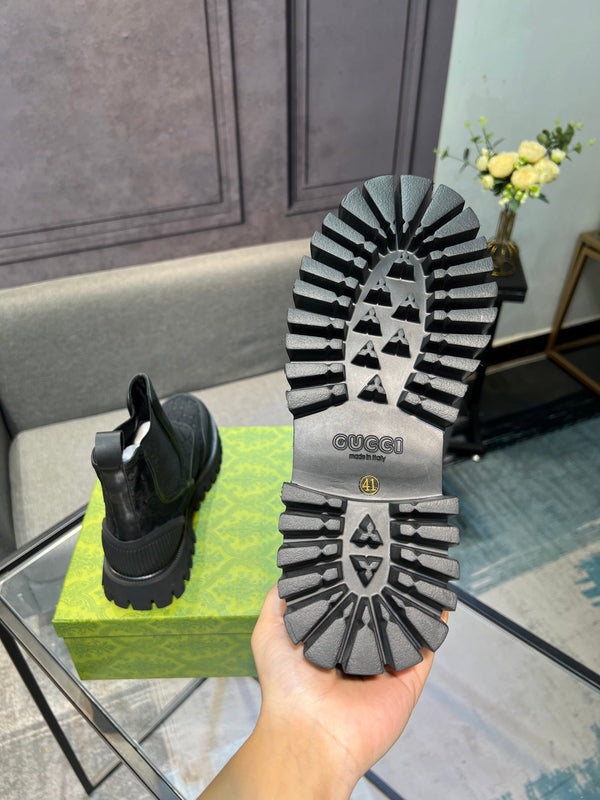 Stivali Chelsea GG da uomo 25 in tela nera 720796