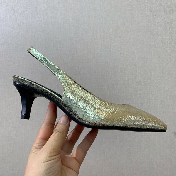 Rebecca Slingbacks 50 Black Gold Calfskin
