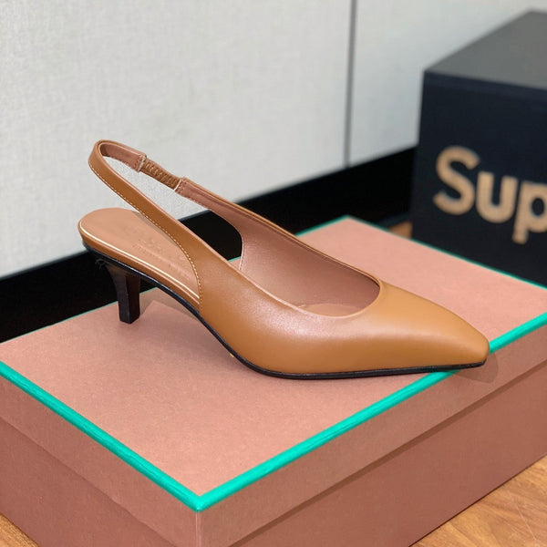 Rebecca Slingbacks 50 Saddle Brown Calfskin