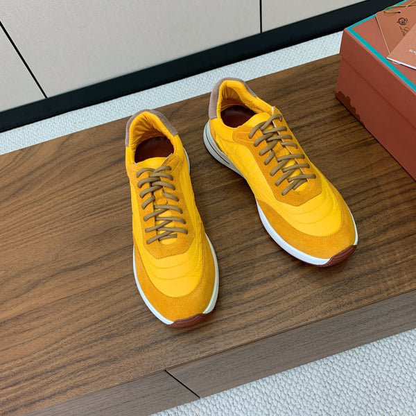 LP Week End Walk Sneaker In Yellow Mix Dark Yellow Denim Fabric And Sudede 984385