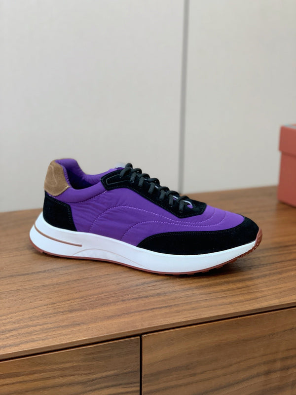 LP Week End Walk Sneaker In Purple Mix Black Denim Fabric And Sudede 984390