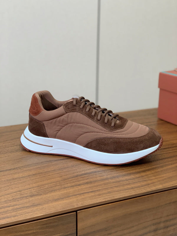 LP Week End Walk Sneaker In Tawny Mix Earth Brown Denim Fabric And Sudede 984389