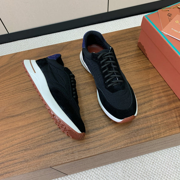 LP Week End Walk Sneaker In Black Mix Navy Blue Denim Fabric And Sudede 984391