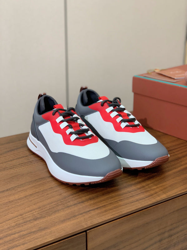 Sneaker LP Week-End Walk in tessuto a rete bianco grigio scuro e rosso 984409